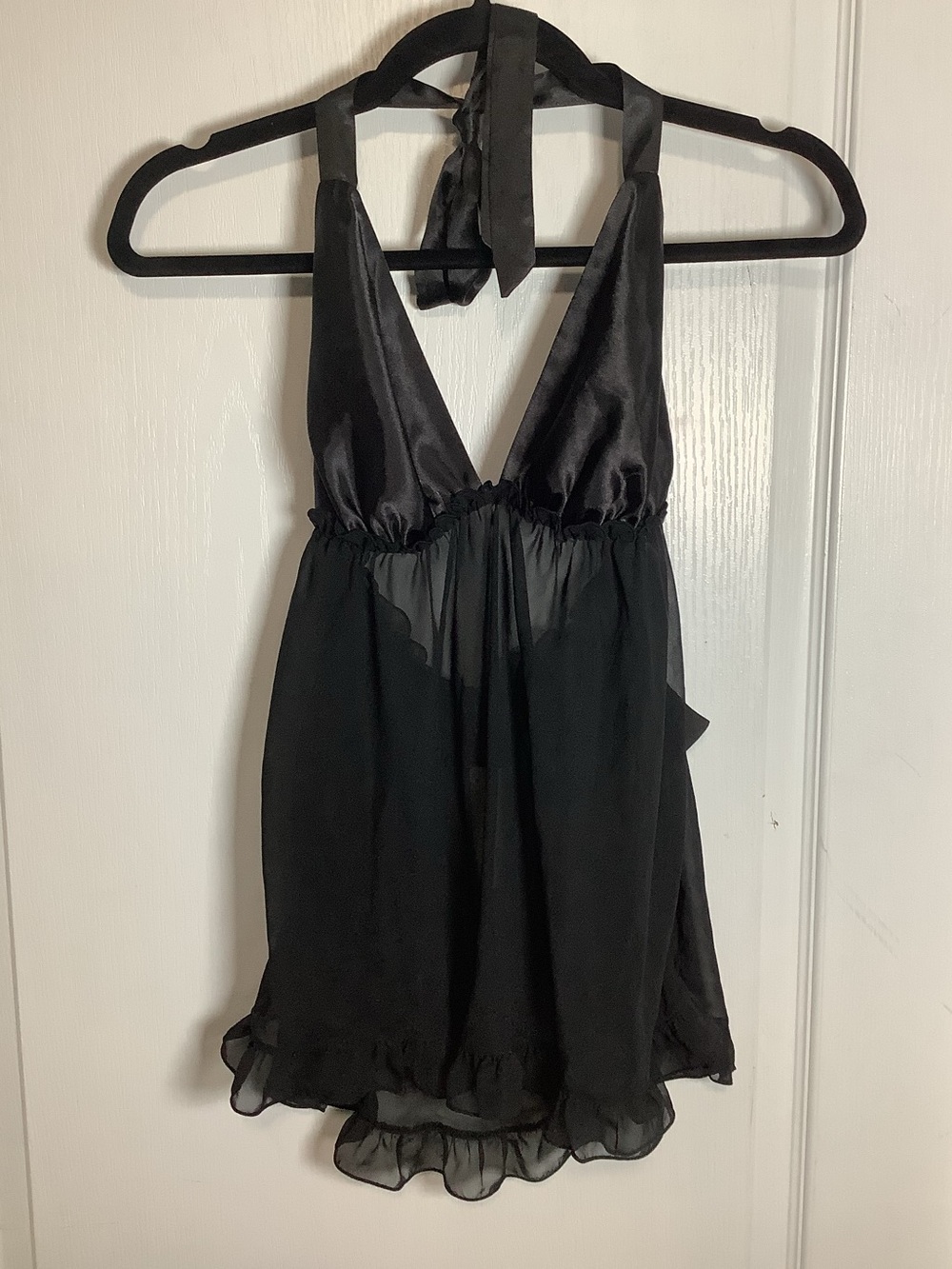 Love La SENZA Black Satin & Chiffon Halter Top - Women Intimates
